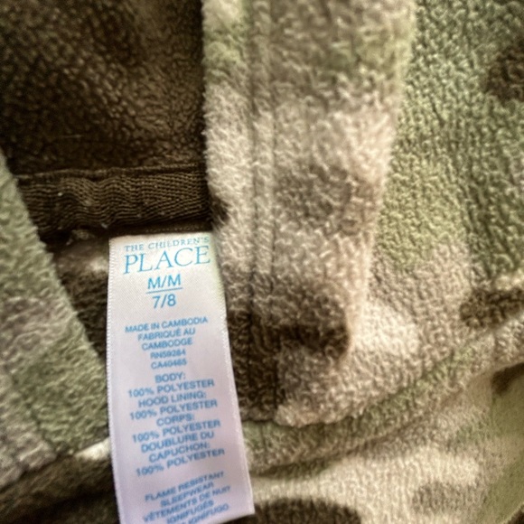 Children's Place Boys' Long Sleeve Fleece Zip Up One Piece Pajamas Size 7/8 - Picture 5 of 5